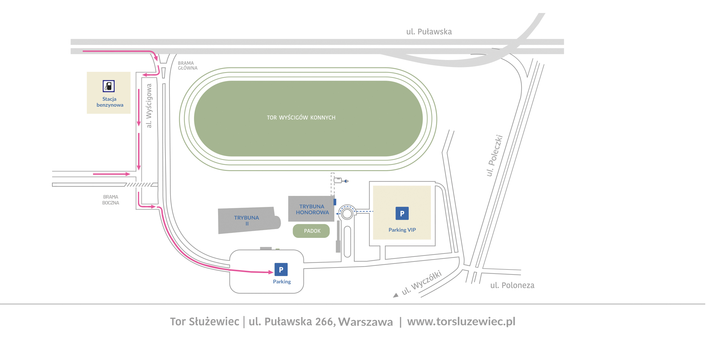 Mapa dojazdu_Aleja Wyścigowa (brama boczna)
